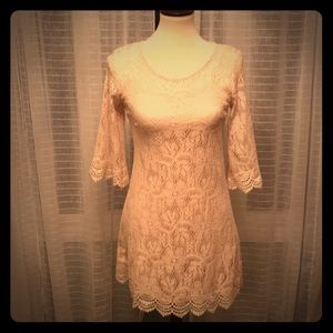 Cream lace mini dress